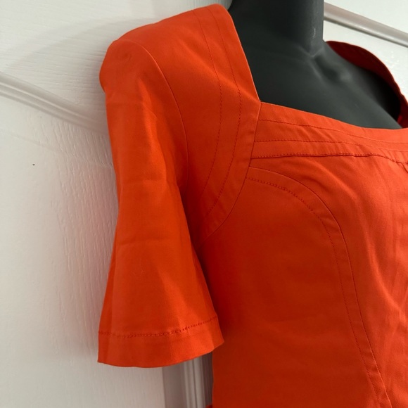 Anthropologie Maeve Vibrant Short sleeve square neck red polka dot mini Dress - Picture 8 of 11